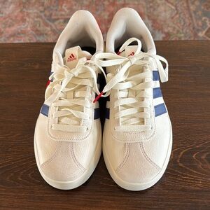 Adidas Off-White and Navy Sneakers